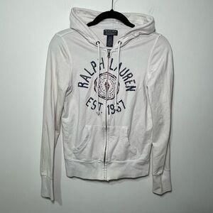 Polo Jeans Company Ralph Lauren White Zip-Up coastal nautical Hoodie Women’s S